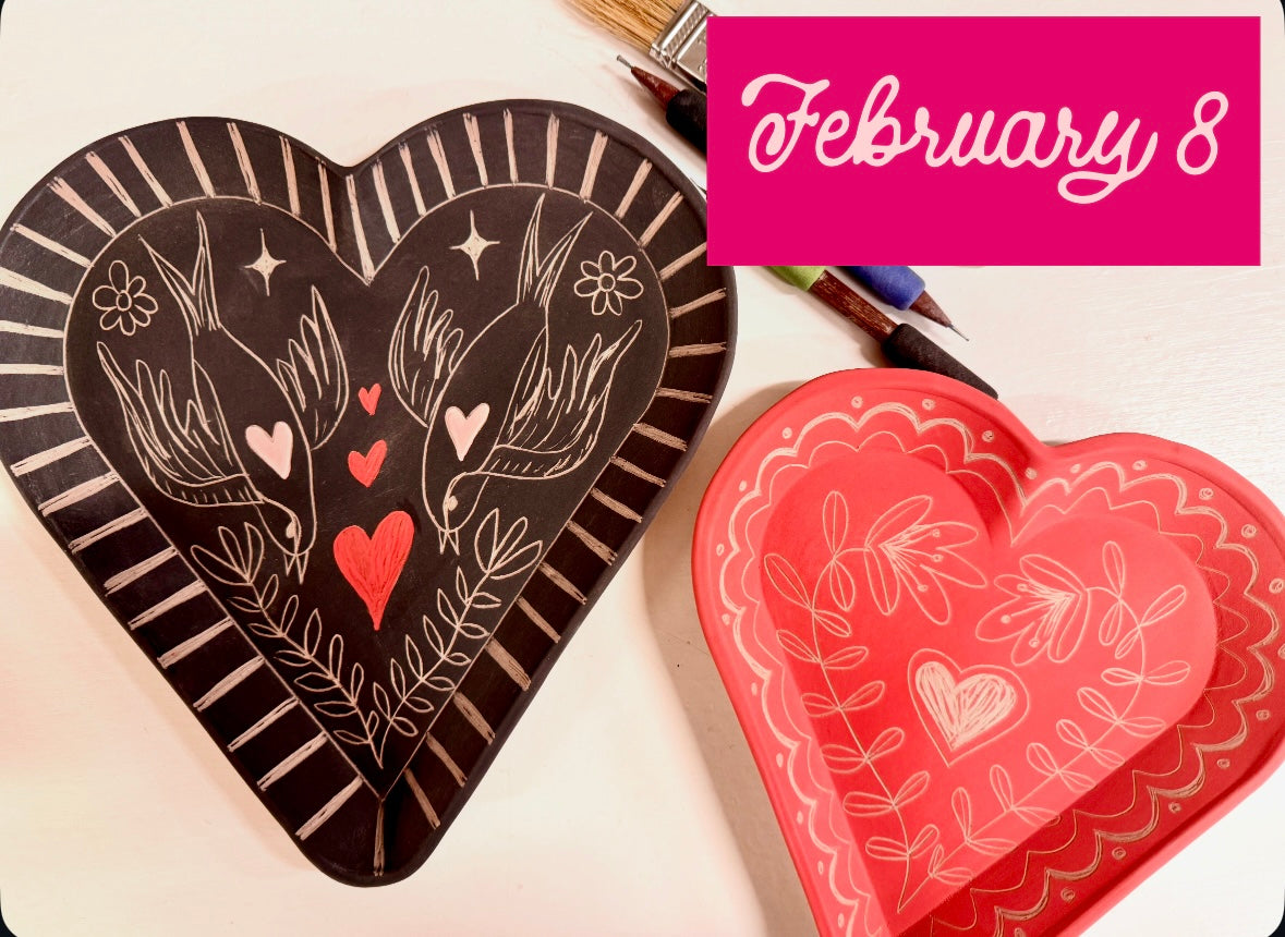 Sgrafitto Heart Dish Workshop- Feb 8- 12-2PM- Chilly Hollow Brewing