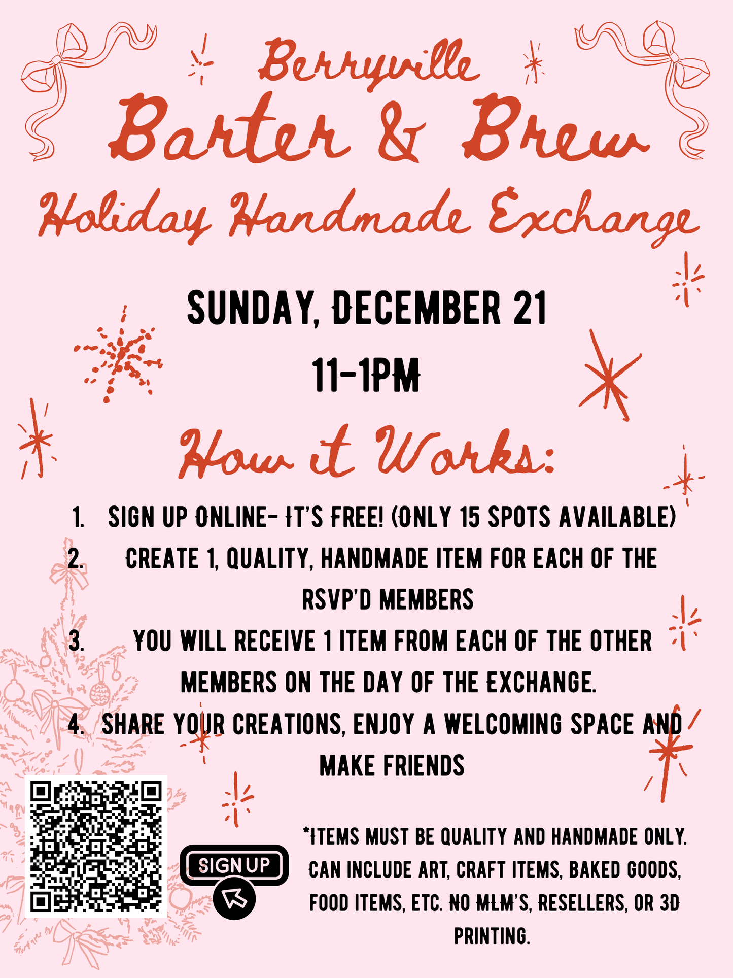 Berryville Barter & Brew- Holiday Handmade Exchange- Dec 21, 11-1PM