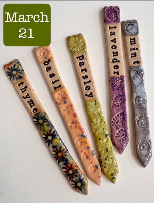 Garden Marker Workshop- Saturday, March 21- 10-12PM