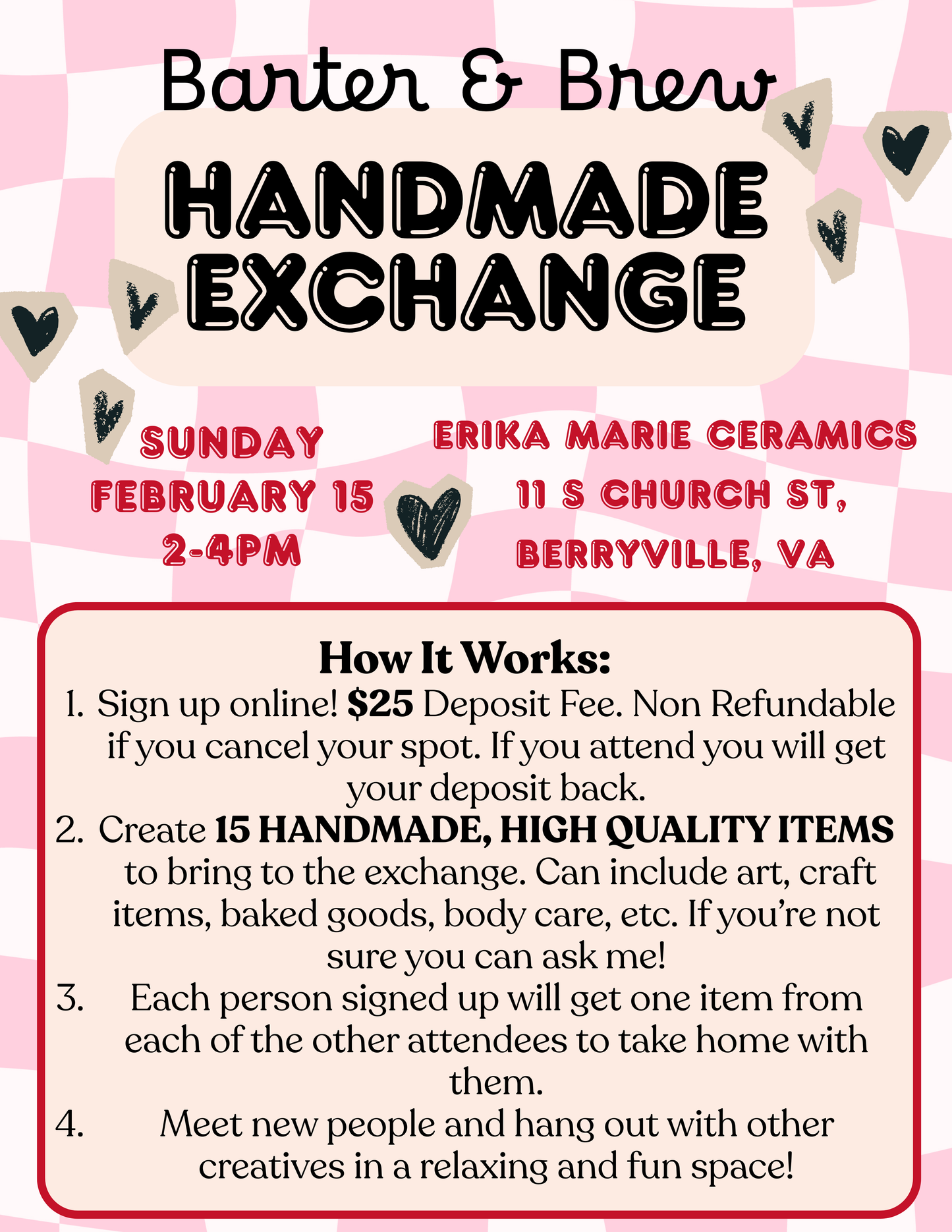 Barter & Brew Handmade Exchange- February 15- 2-4PM